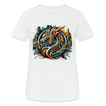 Drache Drachenkopf Logo Ruine Drachenfels - Frauen T-Shirt atmungsaktiv - Weiß - Vorne - AI Model Female 172 dark (172cm)