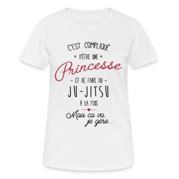 princesse et Ju-Jitsu - T-shirt respirant Femme - blanc - Devant - AI Model Female 172 dark (172cm)