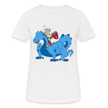 Boy Knight riding Blue Dragon - Frauen T-Shirt atmungsaktiv - Weiß - Vorne - AI Model Female 172 dark (172cm)