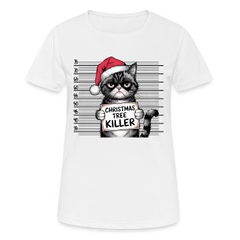 Christmas Tree Killer Katze frech Weihnachten - Frauen T-Shirt atmungsaktiv - Weiß - Vorne - AI Model Female 172 dark (172cm)