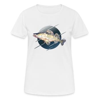 Pêche de pêche Zander - T-shirt respirant Femme - blanc - Devant - AI Model Female 172 dark (172cm)