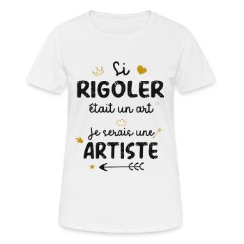 Fille rigolote cadeau drôle rigolo marrante pote - T-shirt respirant Femme - blanc - Devant - AI Model Female 172 dark (172cm)