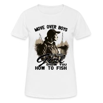This girl show you how to fish - Angler - Fishing - Women's Breathable T-Shirt - white - Front - AI Model Female 172 dark (172cm)
