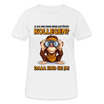 Kollegen Geschenk Wo sind denn meine Kollegen Affe - Frauen T-Shirt atmungsaktiv - Weiß - Vorne - AI Model Female 172 dark (172cm)