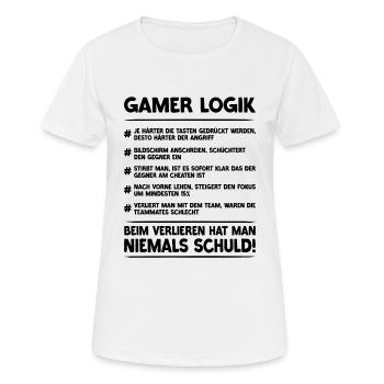 Gamer Logik | Gaming & Zocken - Frauen T-Shirt atmungsaktiv - Weiß - Vorne - AI Model Female 172 dark (172cm)