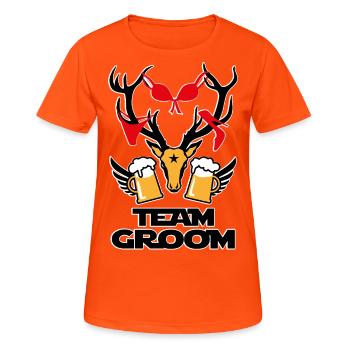 259 Deer with Loot Team Groom Mass Beer - Women's Breathable T-Shirt - neon orange - Front - AI Model Female 172 dark (172cm)