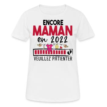 Maman 2023 Mère Bébé Naissance Cadeau Grossesse - T-shirt respirant Femme - blanc - Devant - AI Model Female 172 dark (172cm)