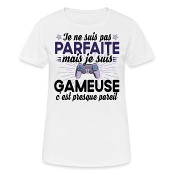 Gameuse Gaming Gamer Geek Jeux Vidéo Cadeau - T-shirt respirant Femme - blanc - Devant - AI Model Female 172 dark (172cm)
