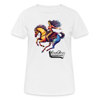 Voltige Saut Cheval Acrobatie Équitation - T-shirt respirant Femme - blanc - Devant - AI Model Female 172 dark (172cm)