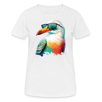 Mouette de couleur fraîche avec lunettes de soleil Vacances d’été - T-shirt respirant Femme - blanc - Devant - AI Model Female 172 dark (172cm)