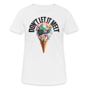 Fonte de la terre dans le cornet de crème glacée Ne le laissez pas fondre - T-shirt respirant Femme - blanc - Devant - AI Model Female 172 dark (172cm)