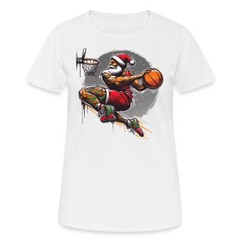Père Noël Slam Dunk Basketball Noël - T-shirt respirant Femme - blanc - Devant - AI Model Female 172 dark (172cm)