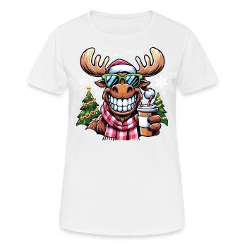 Elch Rentier Weihnachten Coffee To Go - Frauen T-Shirt atmungsaktiv - Weiß - Vorne - AI Model Female 172 dark (172cm)