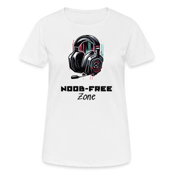 Noob Free Zone Gamer Sayings Shirt - Women's Breathable T-Shirt - white - Front - AI Model Female 172 dark (172cm)