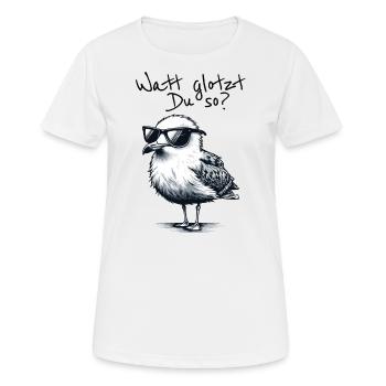 Watt glotzt Du so Möwe Wattwanderung Spruch - Frauen T-Shirt atmungsaktiv - Weiß - Vorne - AI Model Female 172 dark (172cm)
