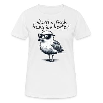 Watt’n Fisch fang ich heute Coole Möwe Spruch - T-shirt respirant Femme - blanc - Devant - AI Model Female 172 dark (172cm)