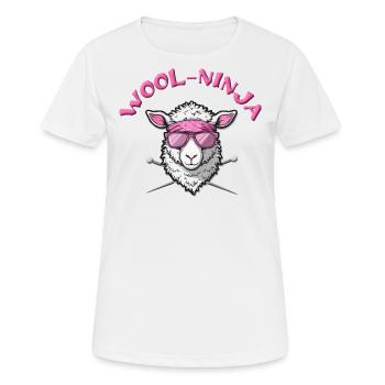 Wool-Ninja - cooles Schaf mit Stricknadeln - Frauen T-Shirt atmungsaktiv - Weiß - Vorne - AI Model Female 172 dark (172cm)