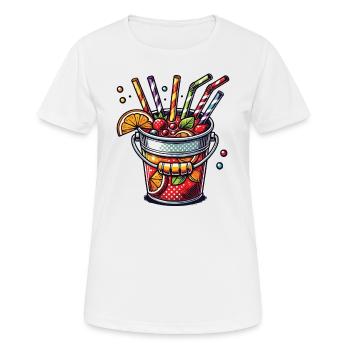 Seau de sangria coloré Seau à boire Majorque - T-shirt respirant Femme - blanc - Devant - AI Model Female 172 dark (172cm)