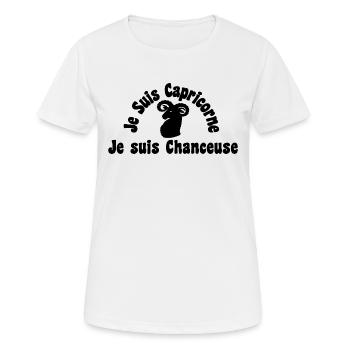 Capricorne Zodiaque symbole - Je suis chanceuse - T-shirt respirant Femme - blanc - Devant - AI Model Female 172 dark (172cm)