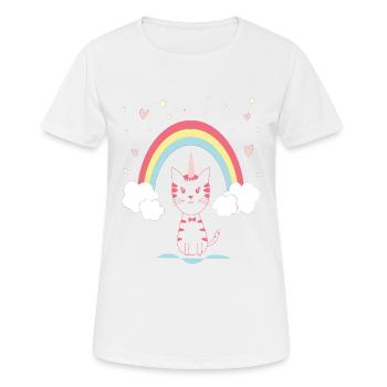 jolie chemise de licorne chat arc-en-ciel - T-shirt respirant Femme - blanc - Devant - AI Model Female 172 dark (172cm)