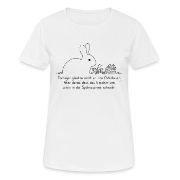 Les ados ne croient pas aux lapins de Pâques - T-shirt respirant Femme - blanc - Devant - AI Model Female 172 dark (172cm)