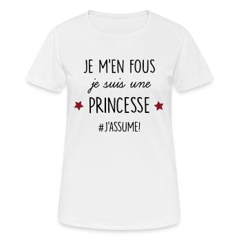 je m en fous, je suis une princesse, j'assume ! - T-shirt respirant Femme - blanc - Devant - AI Model Female 172 dark (172cm)