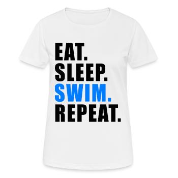 EAT SLEEP SWIM REPEAT GESCHENK SCHWIMMER SCHWIMMEN - Frauen T-Shirt atmungsaktiv - Weiß - Vorne - AI Model Female 172 dark (172cm)