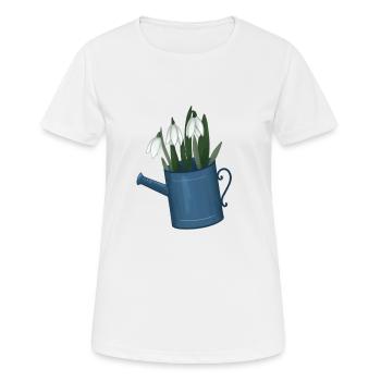 Perce neige, printemps, arrosoir, jardin - T-shirt respirant Femme - blanc - Devant - AI Model Female 172 dark (172cm)