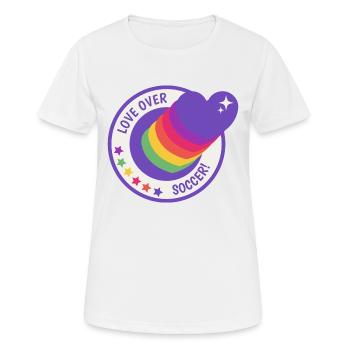 Déclaration LGBTQ L’amour du football sur le football - T-shirt respirant Femme - blanc - Devant - AI Model Female 172 dark (172cm)