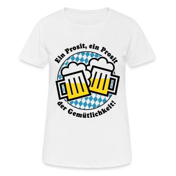 Ein Prosit der Gemütlichkeit! (Bier-Maßkrug) - Frauen T-Shirt atmungsaktiv - Weiß - Vorne - AI Model Female 172 dark (172cm)