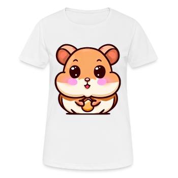 Cute hamster with cheeks full of nuts - Women's Breathable T-Shirt - white - Front - AI Model Female 172 dark (172cm)