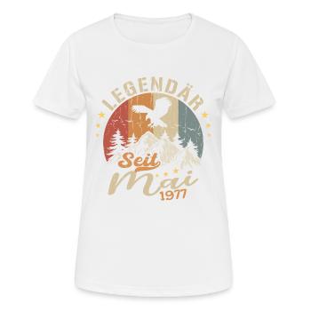 Mai 1977 Né en Mai 1977 Jubilé - T-shirt respirant Femme - blanc - Devant - AI Model Female 172 dark (172cm)