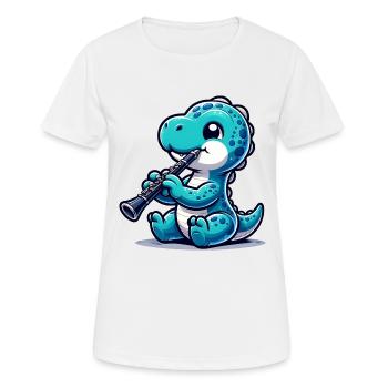 Dino Flutist Design Mignon - T-shirt respirant Femme - blanc - Devant - AI Model Female 172 dark (172cm)