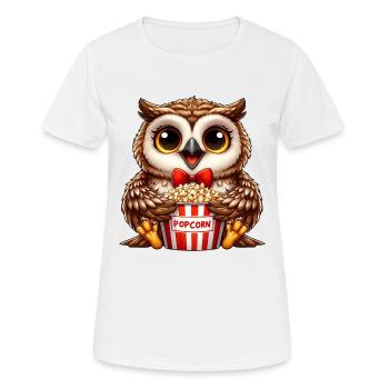 Hibou Popcorn Cinéma Critique de cinéma Amateurs de cinéma - T-shirt respirant Femme - blanc - Devant - AI Model Female 172 dark (172cm)