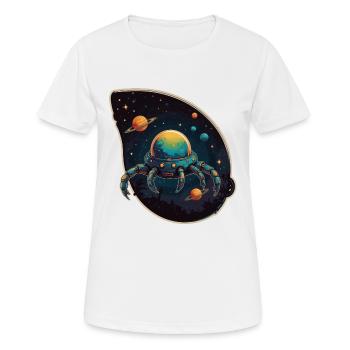 Vaisseau spatial crabe dans l’espace avec des planètes - T-shirt respirant Femme - blanc - Devant - AI Model Female 172 dark (172cm)