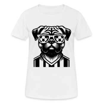 Mops Hund Fußball Spieler Ball Champion Fan - Frauen T-Shirt atmungsaktiv - Weiß - Vorne - AI Model Female 172 dark (172cm)