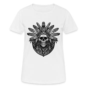Écusson du chef Skull - T-shirt respirant Femme - blanc - Devant - AI Model Female 172 dark (172cm)