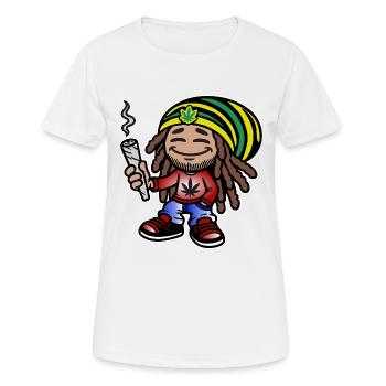 Dreadlock Smoker - Stoned man - High & Happy - Frauen T-Shirt atmungsaktiv - Weiß - Vorne - AI Model Female 172 dark (172cm)