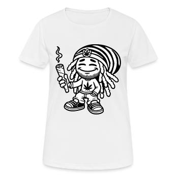 Dreadlock Smoker - Stoned man - High & Happy - Frauen T-Shirt atmungsaktiv - Weiß - Vorne - AI Model Female 172 dark (172cm)