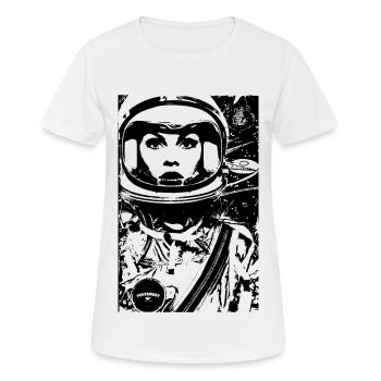 ASTRONAUTIN ASTRONAUT FRAU FRAUENPOWER STENCIL - Frauen T-Shirt atmungsaktiv - Weiß - Vorne - AI Model Female 172 dark (172cm)