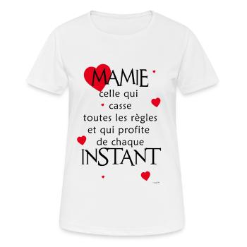 mamie profite de chauqe - T-shirt respirant Femme - blanc - Devant - AI Model Female 172 dark (172cm)