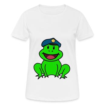 Polizei Frosch Polizist Frösche Kinder Kind Berufe - Frauen T-Shirt atmungsaktiv - Weiß - Vorne - AI Model Female 172 dark (172cm)