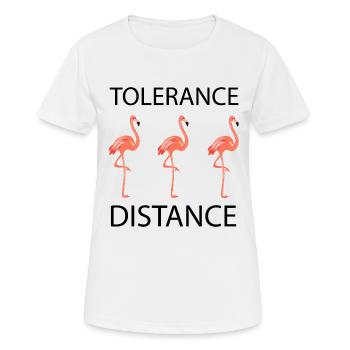 Flamingos- Abstand -Toleranz - Frauen T-Shirt atmungsaktiv - Weiß - Vorne - AI Model Female 172 dark (172cm)