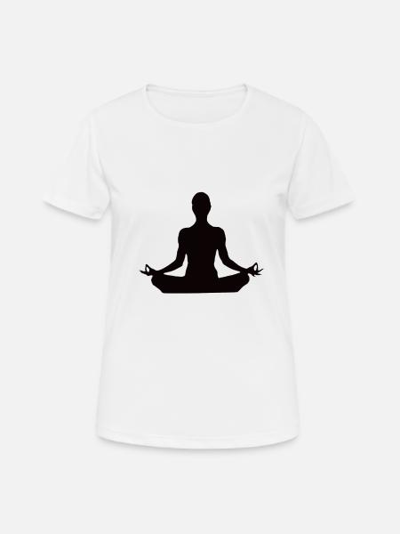 Yoga de la position du Lotus - T-shirt respirant Femme - blanc