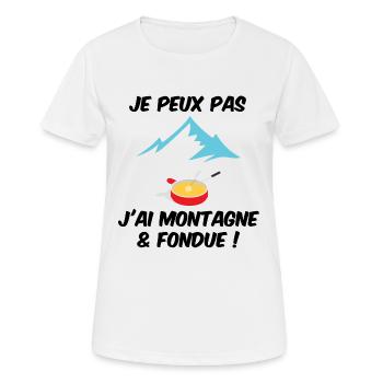 Fondue et Montagne - T-shirt respirant Femme - blanc - Devant - AI Model Female 172 dark (172cm)