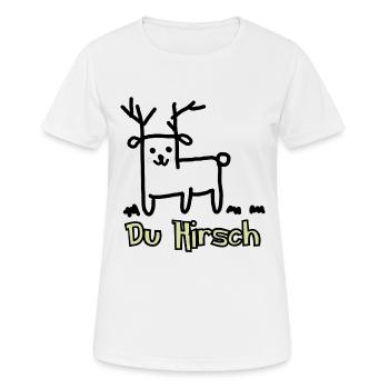 du hirsch - Frauen T-Shirt atmungsaktiv - Weiß - Vorne - AI Model Female 172 dark (172cm)
