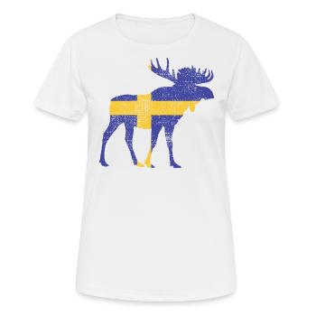 Schwedische Flagge Elch - Frauen T-Shirt atmungsaktiv - Weiß - Vorne - AI Model Female 172 dark (172cm)