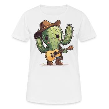 Der musikalische Kaktus - Frauen T-Shirt atmungsaktiv - Weiß - Vorne - AI Model Female 172 dark (172cm)