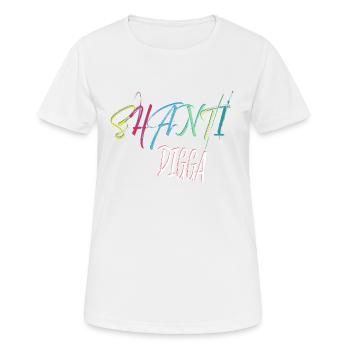 OM Design - Shanti Digga - Frauen T-Shirt atmungsaktiv - Weiß - Vorne - AI Model Female 172 dark (172cm)