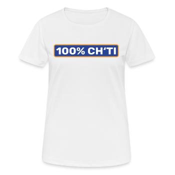 100% Ch'ti - Nord pas de calais - T-shirt respirant Femme - blanc - Devant - AI Model Female 172 dark (172cm)